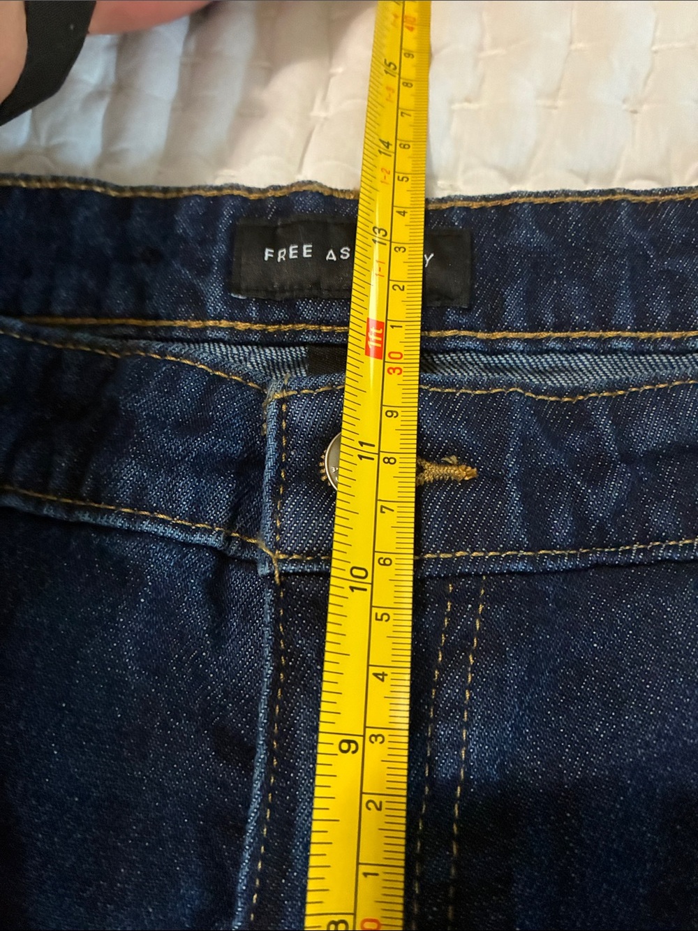 Wide Leg Dark Blue Jeans - High-Rise Denim Raw hem Size 16 NWT - Picture 5 of 7